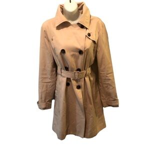 Steve Madden Long Tan Double Breasted Belted Trench Coat Size 8 Spring Summer